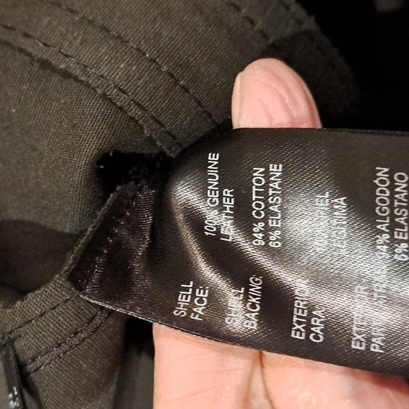 Karl Lagerfeld Black Straight Leg Leather Cargo Pants with Zipper Accents - Picture 6 of 6